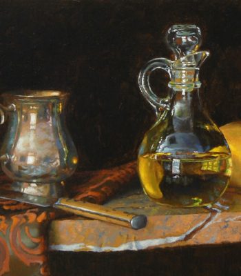 "Silver, Knife, Oil, and Lemon", oil on linen, 8x10 inches, 2014, Sold