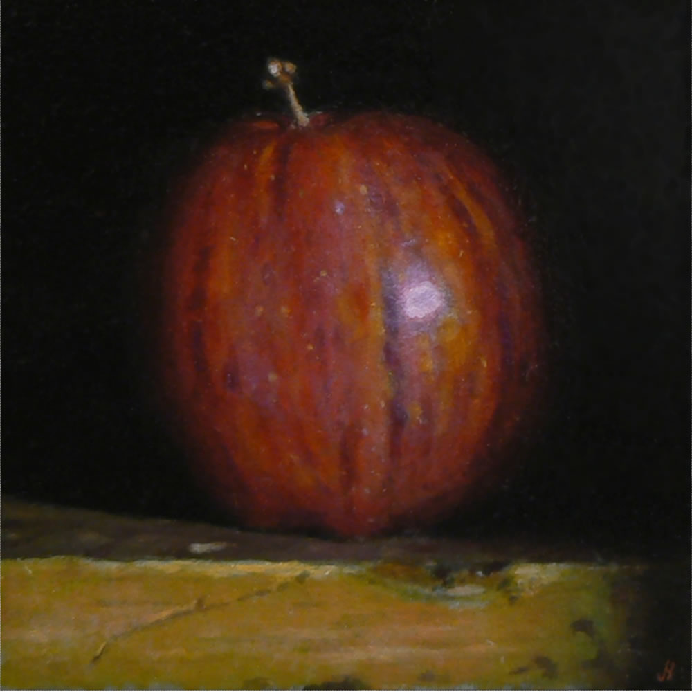 "Red Apple No. 5" Oil on panel, 5x5 inches, 2012 (sold)
