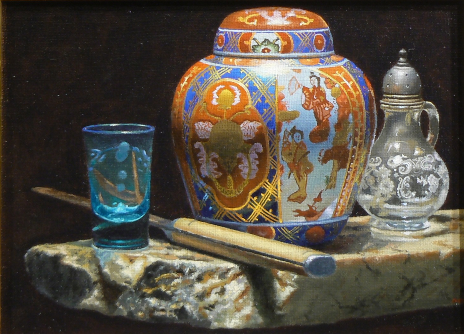 "Shotglass, Knife, Ginger Jar, Salt Shaker"
Oil on Linen, 9x12 Inches, 2015 (sold)