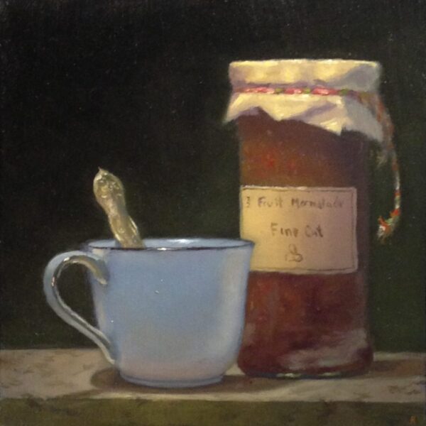 "Tea and Marmalade", oil, 5x5, $550