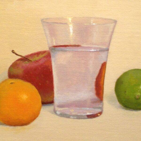Orange, Apple, Water Glass, Lime