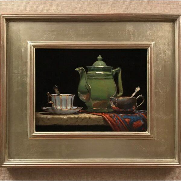 Green Teapot and Oriental Rug