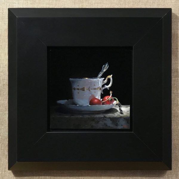 Teacup and Cherries in Shadow