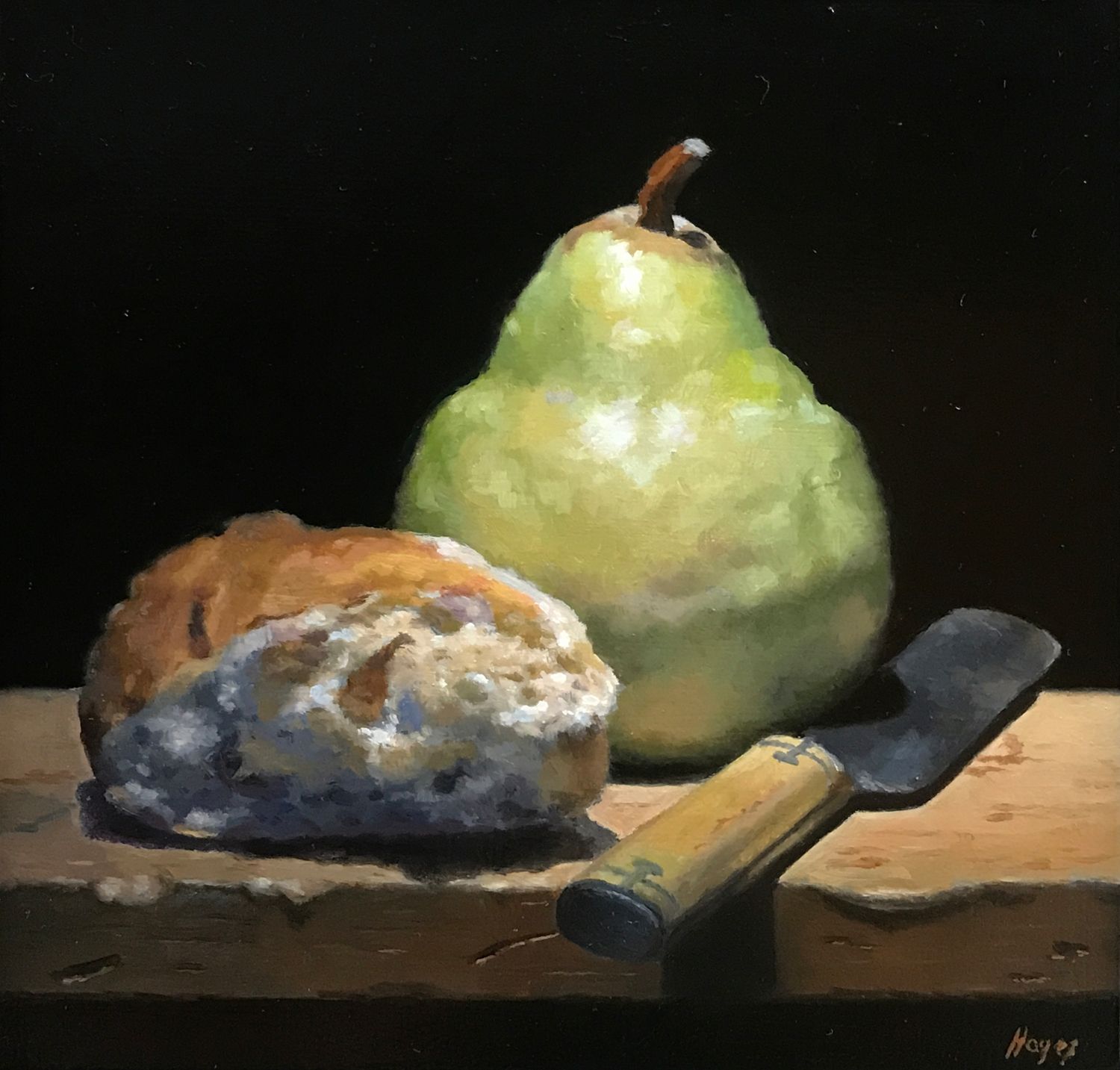 Bread, Pear, Knife •