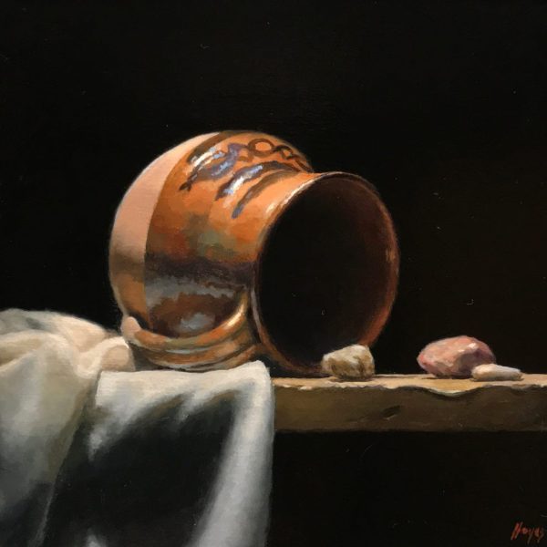 "Mexican Pitcher and River Stones"<br>oil on panel, 5x5 inches