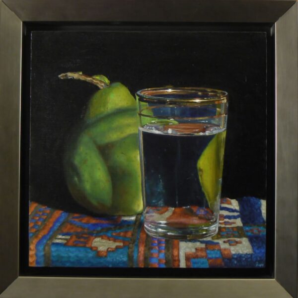 Pear, Waterglass, and Oriental Rug