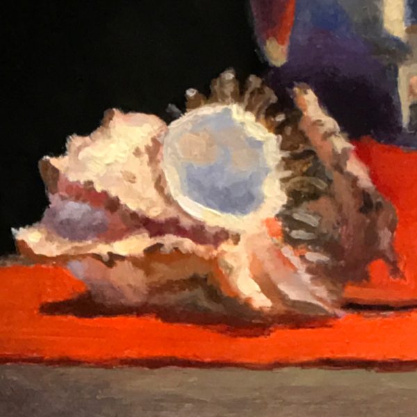Seashell, Silver, and Red Napkin