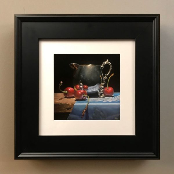 "Cherries and Silver" Framed Print On Paper
