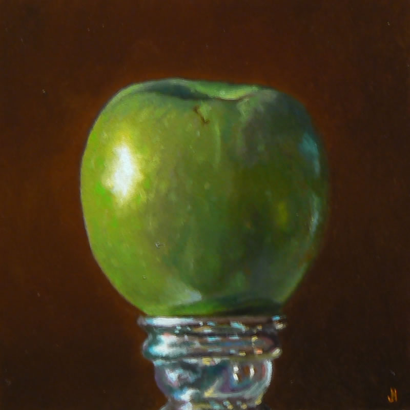 "Green Apple No. 3" Oil on panel, 4x4 inches, 2010 (Sold)