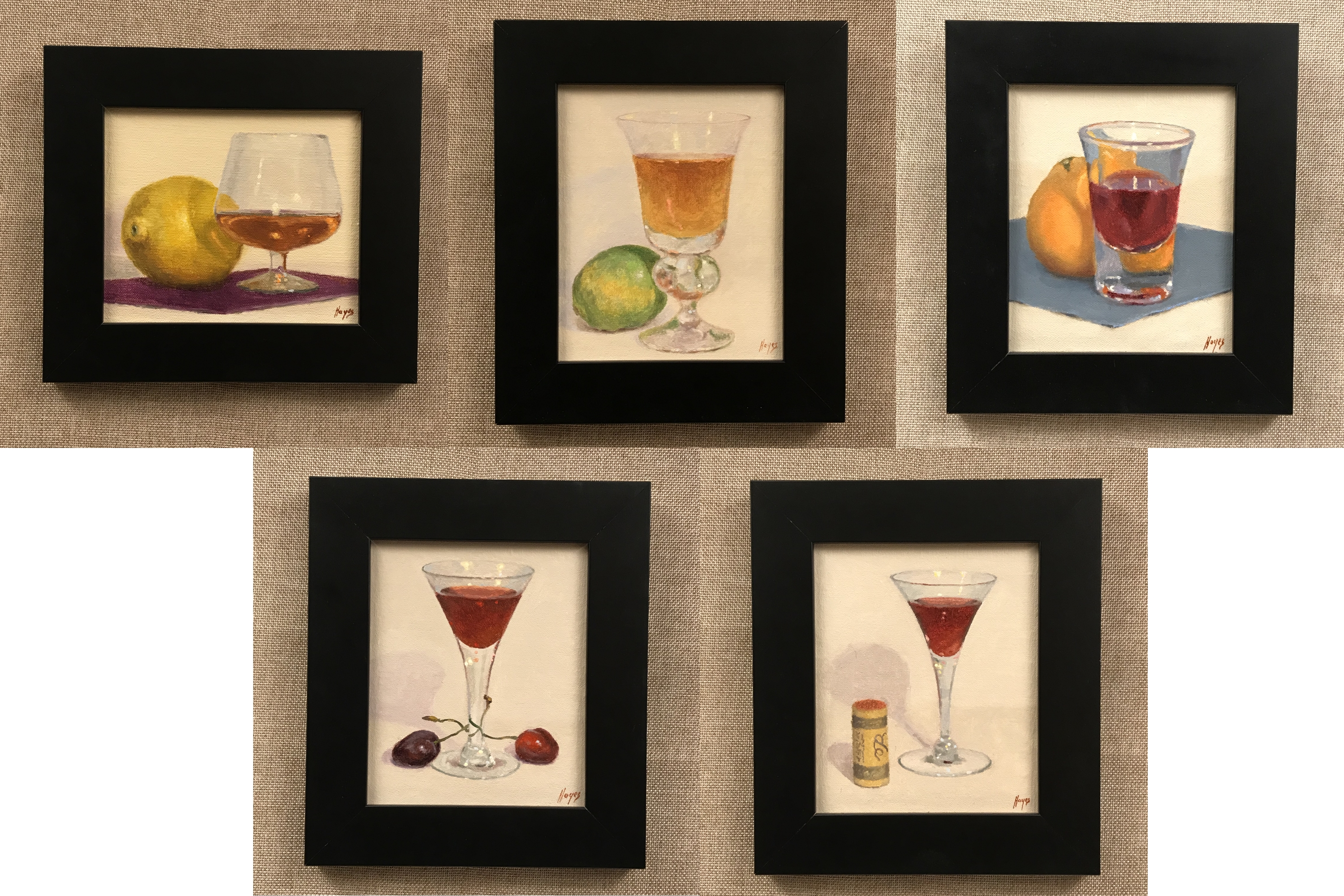 Five Drink Sketches - A Set of PaintingsAvailable