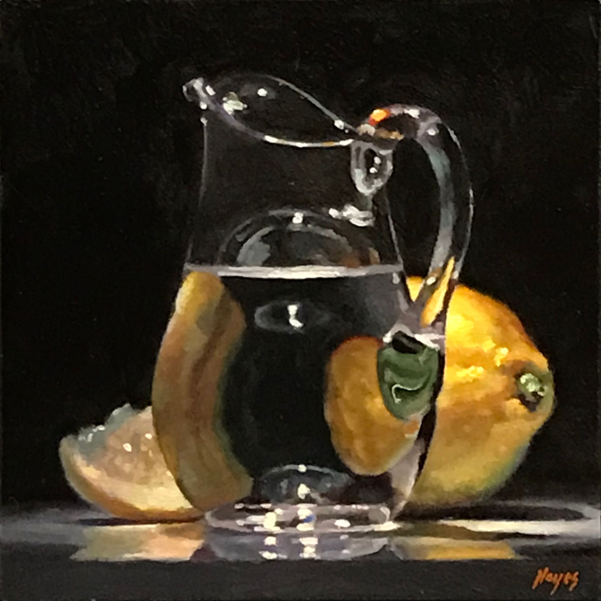 "Lemons and Glass Creamer"oil on panel, 5x5 inches