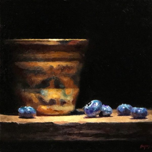 Stoneware Cup and Blueberries