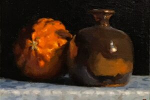Color Study: Orange Gourd and Bud Vase