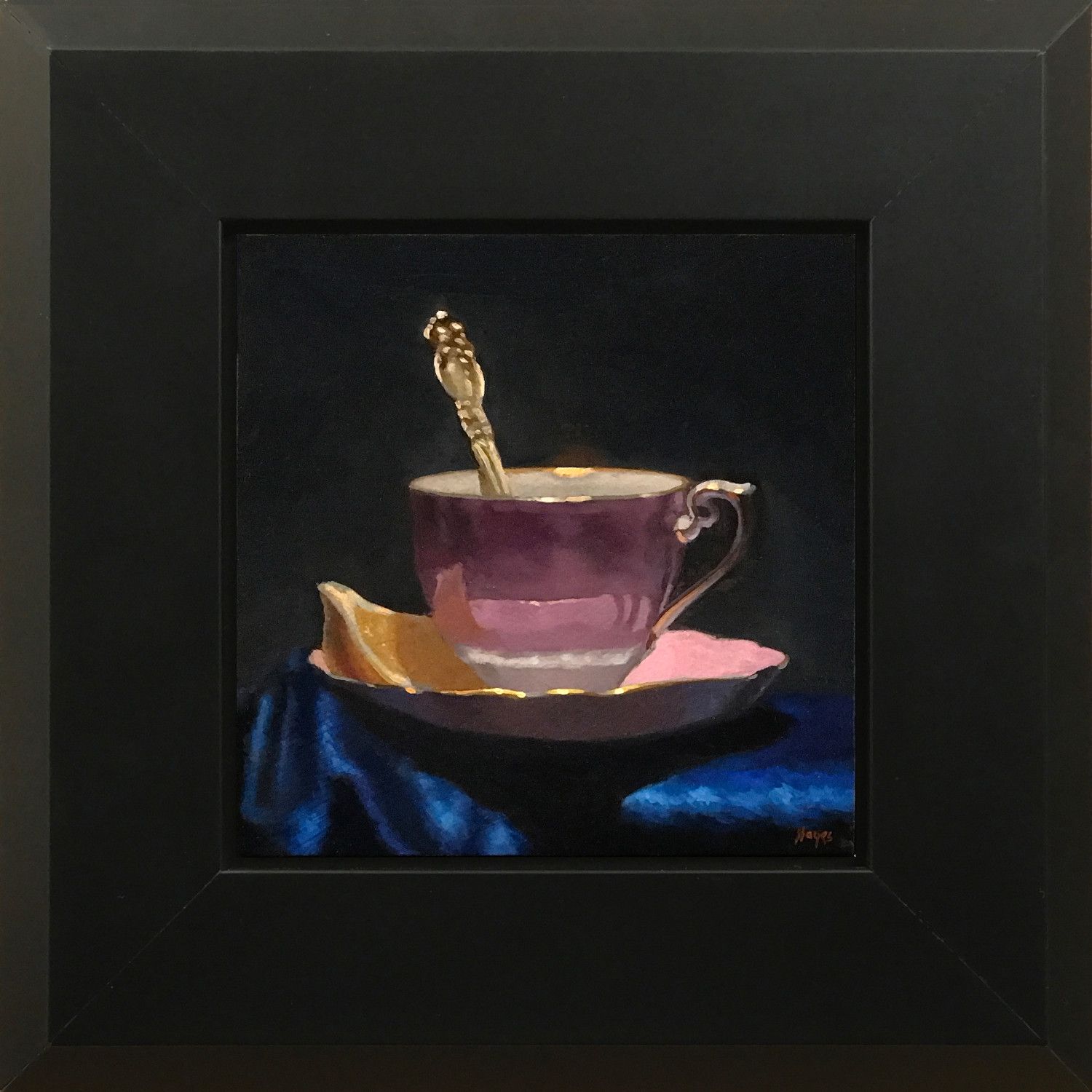Pink Teacup and Blue Cloth$695