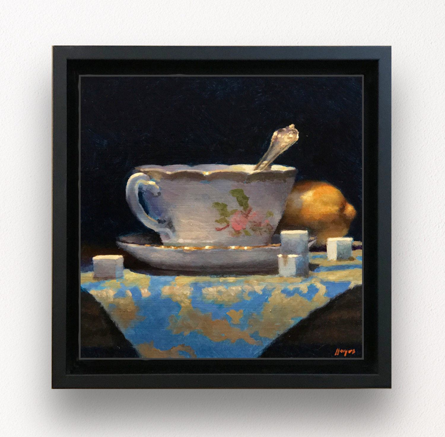 “Teacup, Lemon, Sugar Cubes” Framed Print On Canvas
