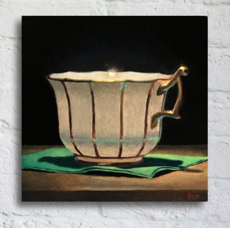 “Teacup with Green Napkin” Print On Canvas