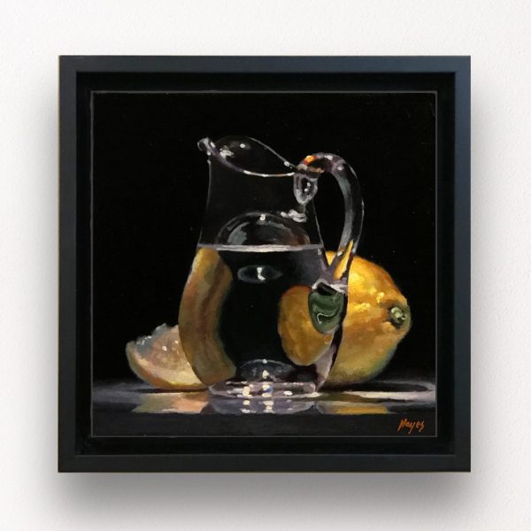 "Lemons and Glass Creamer" Framed Print On Canvas