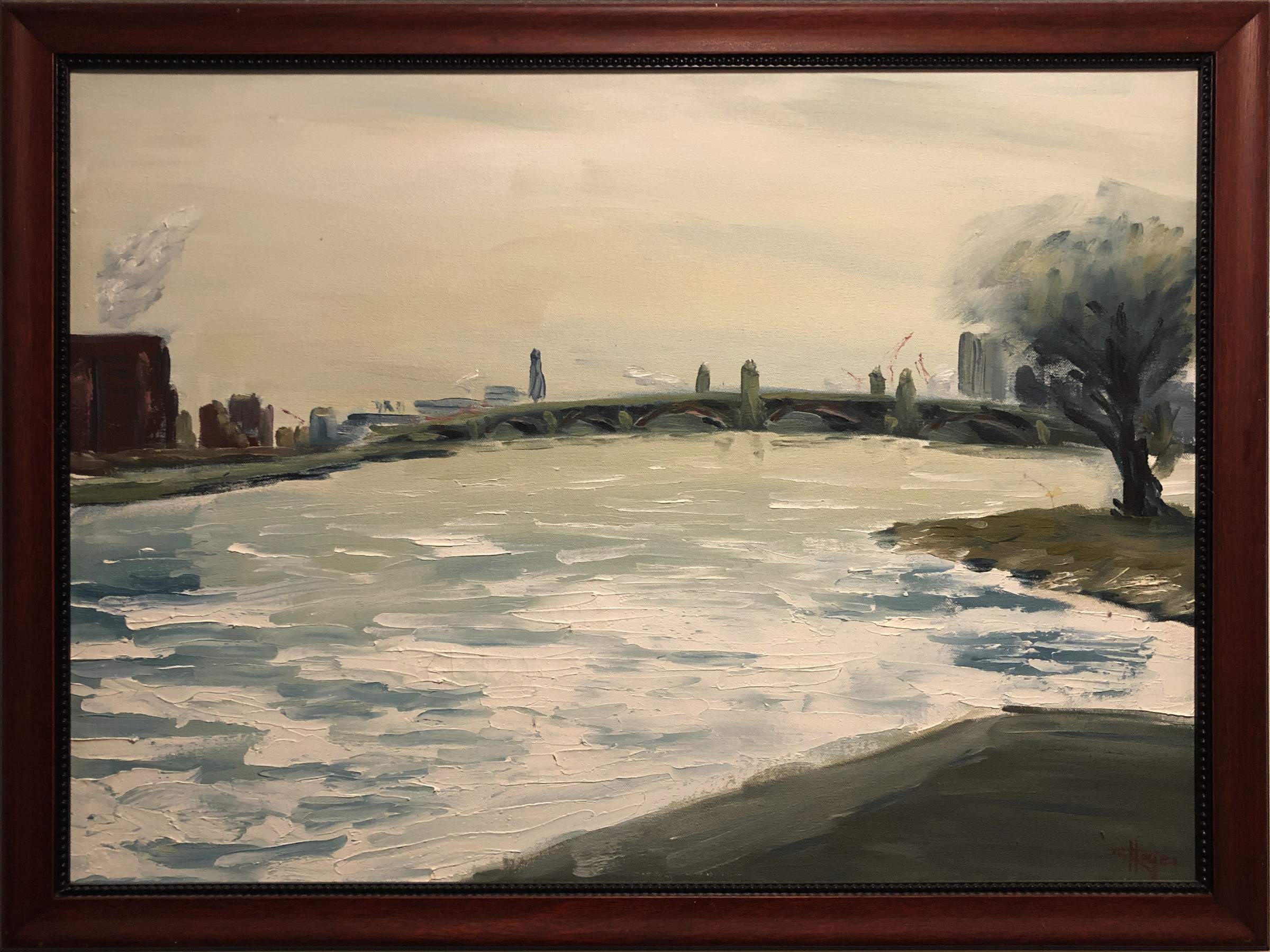 “Longfellow Bridge In Winter”
Oil on canvas, 18×24 inches / 45×60 cm