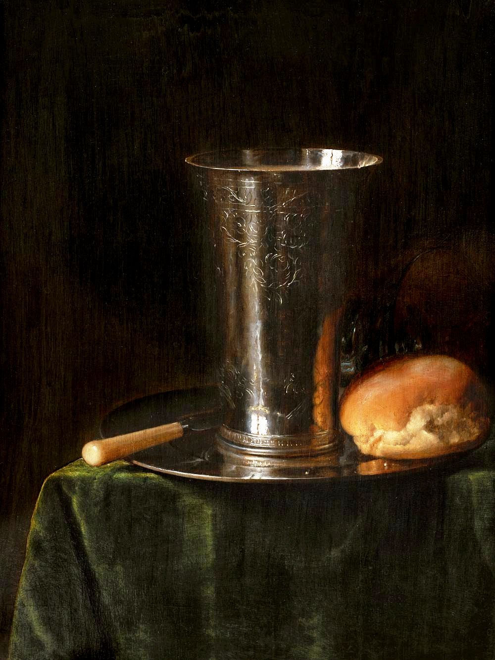 Simon Luttichuys  (1610–1661)
"Still Life With A Silver Beaker", oil, 20x15 inches, 1650