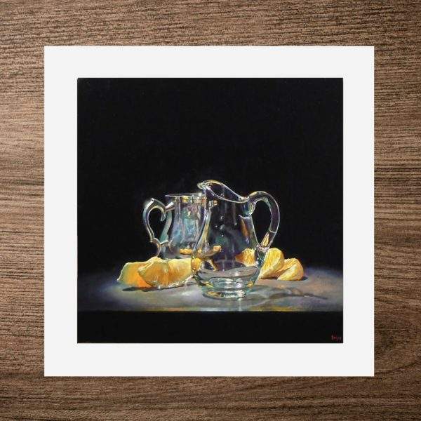 “Silver, Glass, Oranges” Print On Paper