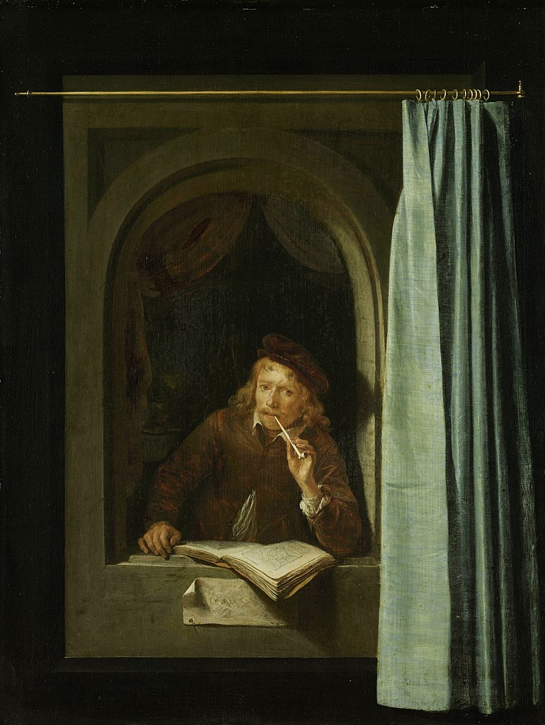 Gerrit Dou "Self Portrait", 1645 Oil on panel, 19x15 inches / 48x37 cm