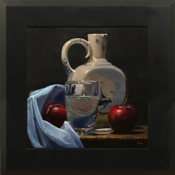Delft Pitcher, Water Glass, Plums