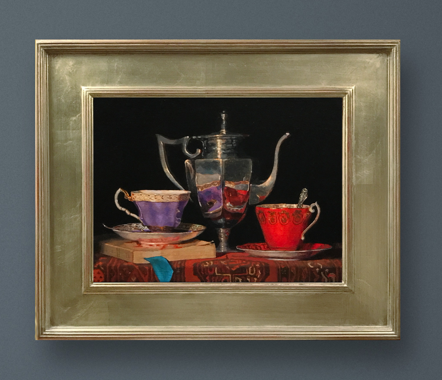 "Tea and Lore" Oil on panel, 12x16 inches / 30x40 cm, 2023 View this painting.