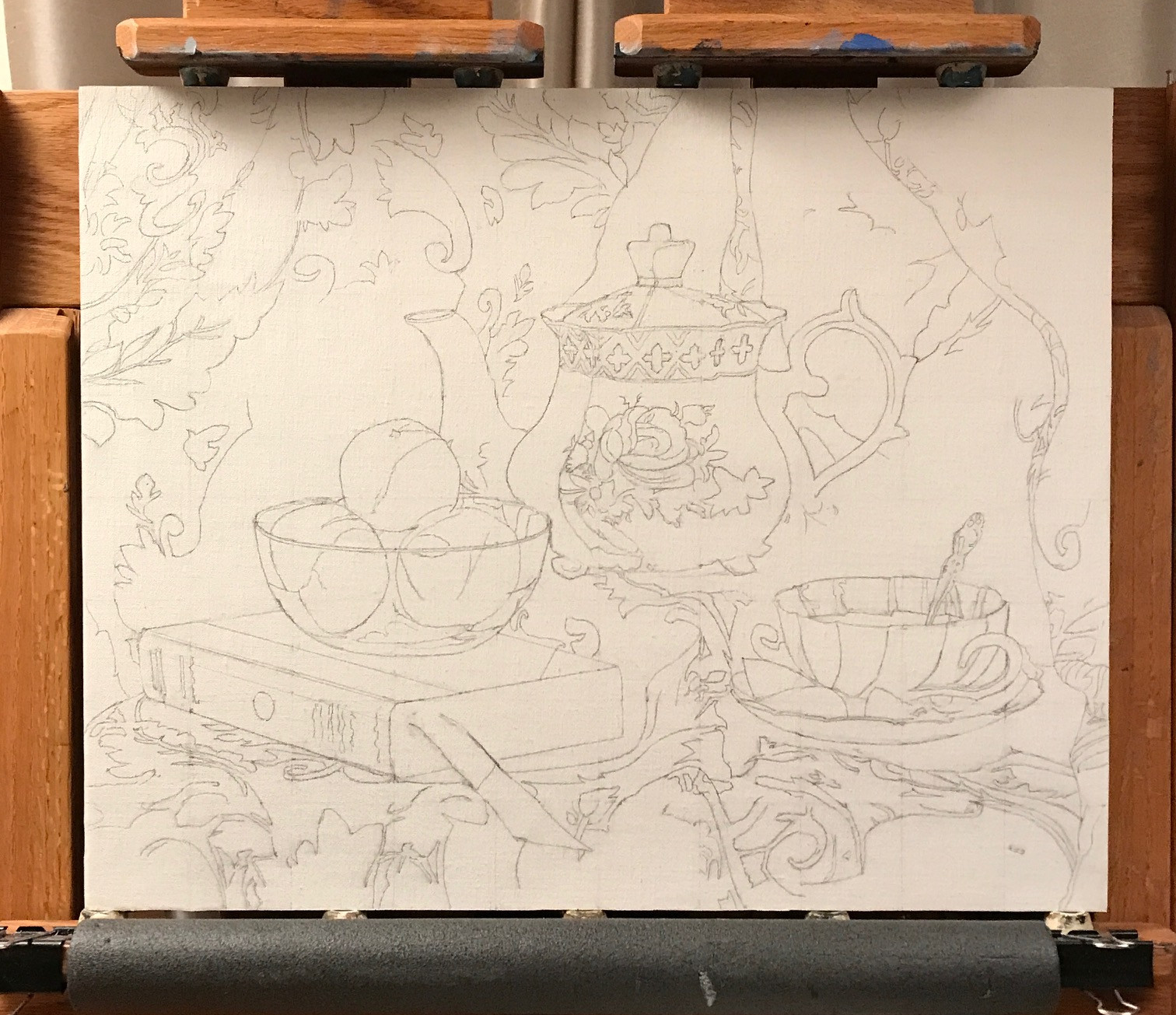 The drawing for a larger painting in progress.