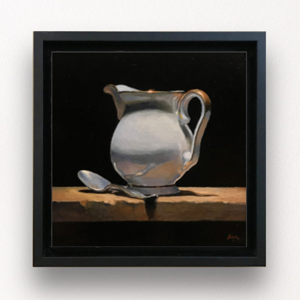 "Silver Spoon and Creamer" Framed Print On Canvas