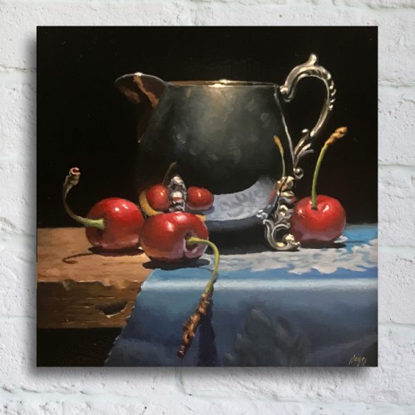 "Cherries and Silver" Print On Canvas