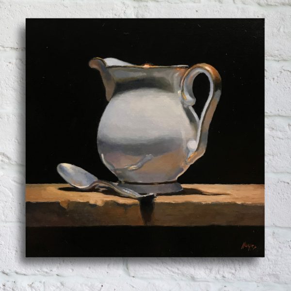 "Silver Spoon and Creamer" Print On Canvas