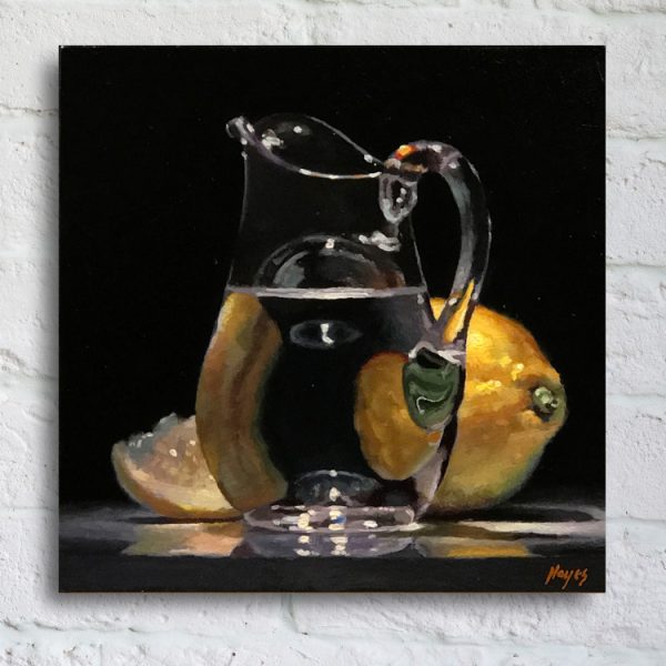 "Lemons and Glass Creamer" Print On Canvas