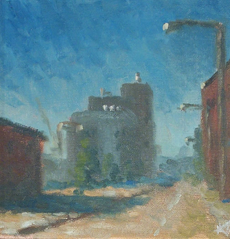 "Sunlit Street, Boston" Oil on panel, 8x8 inches / 20x20 cm, 2005